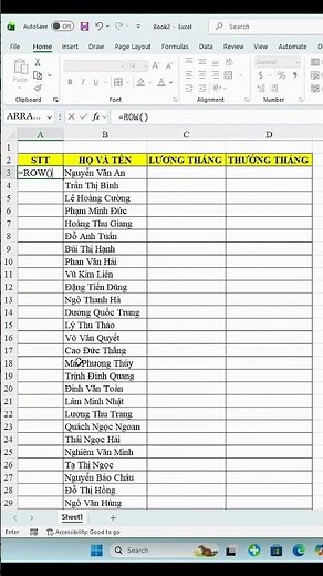 Cách đánh số thứ tự tự động cập nhật trên Excel XQST