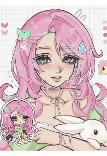 MLP Fanart: Fluttershy & Pinkie Pie Chibis