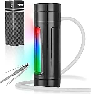 Hookah Cup Set, Portable Mini Hookah With Led Light, Silicone Hookah Hose Pipe, Charcoal Holder, Hookah Tong Best Shisha Gift (Black)