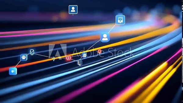 Abstract data visualization of fast network connections and digital information flow, 4k video