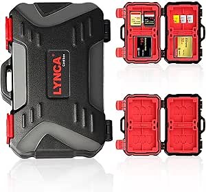 LYNCA Memory Card Case Holder, Memory Card Hard Protector Case Professional Water-Resistant Anti-Shock Compact Camera Card Storage Box for 8 SD Cards 4 CF Cards 12 TF (Micro SD) Cards