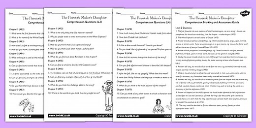 The Firework Maker's Daughter Differentiated Reading Comprehension Activity