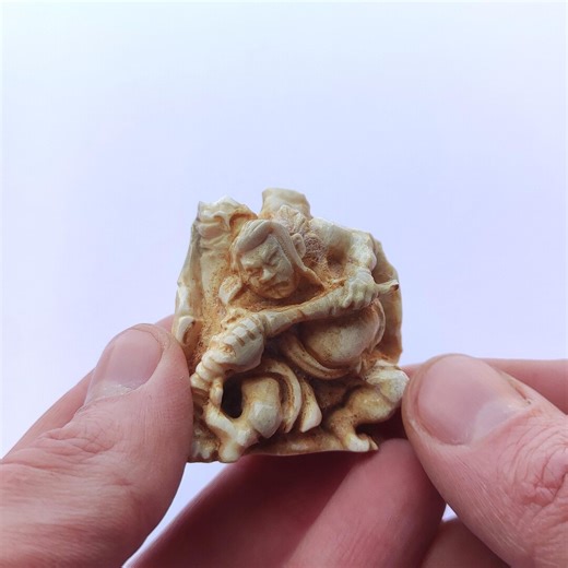 Warrior in Bamboo Netsuke, Hand Carved Shed Moose Antler, Japanese Art, Antique Style - Etsy