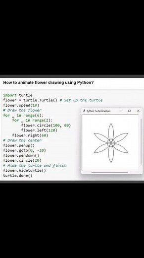 python flower turtle animation with source code ‪@CodeWithHarry‬