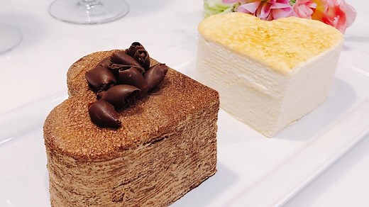 488K views · 14K reactions | Lady M情人節限定的愛心蛋糕也太可愛！超經典的巧克力口味回歸，是不是該呼喚男友買一組了？ #ELLE愛吃貨 Lady M Taiwan | ELLE Taiwan | Facebook