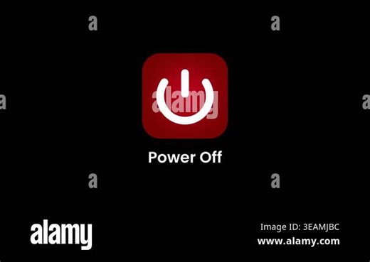 A deep red power off button icon with a glowing symbol representing the ability to safely shut down deactivate or turn off any connected device Stock Video Footage - Alamy