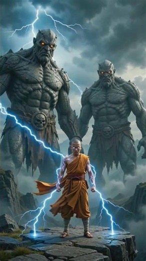 Shaolin Monk vs Giant 😱 Epic Fight #shorts #viral #kungfu #fyp #ai #martialarts #lightingmonk #giant