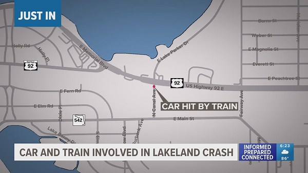 Amtrak train crashes into vehicle in Lakeland, leaving 3 injured