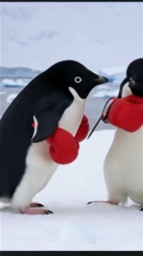 Adelie Penguins Boxing Match on the Ice! #FunnyPenguins #AnimalCombat