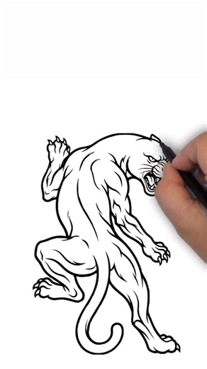 How to draw an aggressive panther #howto #draw #drawing #sketch #cat | Draw