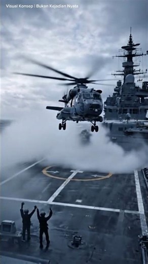 Detik-Detik Helikopter Mendarat di Dek Kapal yang Terus Bergerak