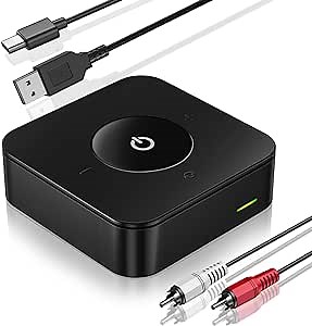 Transmitter Receiver, Wireless Bluetooth Transmitter for TV/PC, Bluetooth Receiver for Speakers and Home Stereo, 450mAh Large -Capacity Battery, Supports 3.5mm AUX, RCA, Optical Port (Black)
