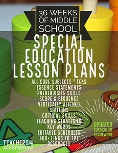 36 Weeks SPED LESSON PLANS*Full Curriculum Framework*Scope & Sequence