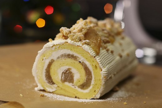 Recette de la bûche de Noël crumble aux pommes