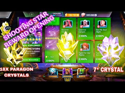 Shooting stars reward opening,18x paragon crystals and a 7* crystal,marvel contest of champions