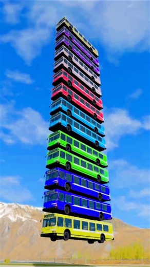 Super Mixed Rainbow Colour Cars & Buses Fall Crash BeamNG.Drive #beamng #beamngdrive #beamngshor