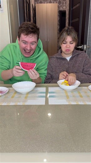 choose your food challenge 😂 whose fruit was tastier?! 🍉🍌