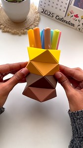 4.2M views · 19K reactions | Should we call this a vase or a pen holder .!? 凉 Love how vibrant and cute it is ✨ . . #flowervase #penholder#origami #origamivase #artbeats #papercraft | Art beats | Facebook