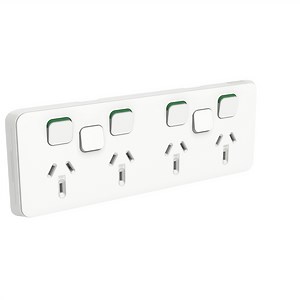 Clipsal Iconic Quad 4 Gang GPO Power Point With 2 Extra Blanks Horizontal 10A Vivid White | 3015/4XXUA-VW | POPES Electrical & Data Supplies