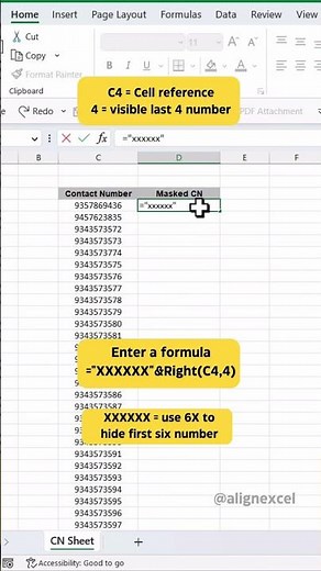 Partially Mask Sensitive Data in Excel
