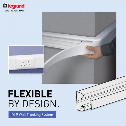 Legrand’s DLP Wall Trunking System is built for flexibility, with a versatile cover that allows quick installation and easy access to wiring compartments, making reconfigurations effortless. Choose between 1 or 2 compartments, both designed to neatly house wiring accessories for a smart and hassle-free setup. Know more: https://bit.ly/DLPTrunking #DLPTrunking #Flexibility #Performance #Design #EasyInstallation #TrunkingSystem #ModernAesthetic #ROHSCompliant #Protection #Safety #performancetuning