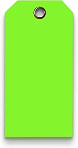 Tags 4 Less 15 Mil Waterproof Plastic Tags, Pack of 100 – 4” x 8” Heavy Duty Plastic Tags for Labeling, Outdoor Tagging, Equipment Labeling, Luggage, Valves & More (Fluorescent Green)