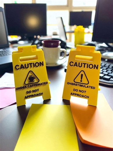 Funny Mini Caution Desk Signs: Under Caffeinated/overstimulated - Coworker Gift - Etsy