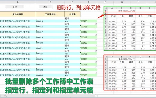 批量删除多个工作簿中工作表的指定单元格，指定行和指定列—【Excel VBA 编程 应用实例】