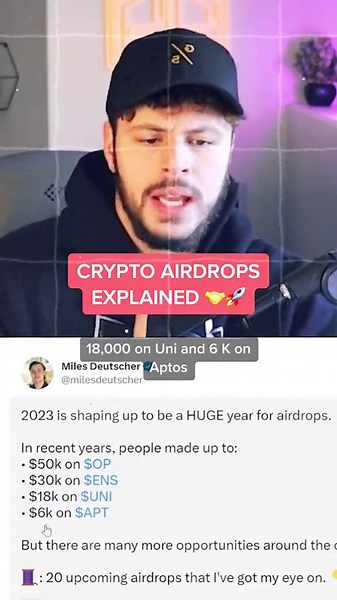 How to get crypto airdrops 🤝 By using protocols you can rack up your potential airdrop gains! Crypto Airdrops Explained 👇🏼 A crypto airdrop is a marketing strategy used by blockchain and cryptocurrency companies to distribute tokens to a large number of users. Airdrops are usually performed as a way to create awareness for a new cryptocurrency or to reward existing users for their loyalty. Participants can receive free tokens simply by holding certain cryptocurrencies, completing a task such 