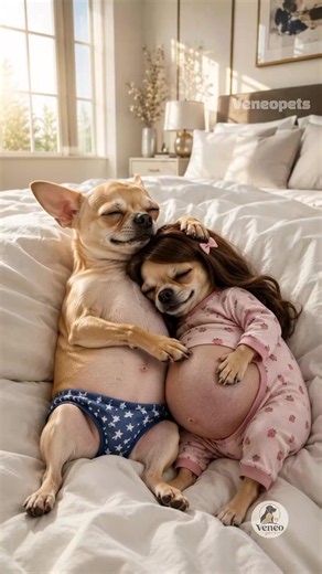 Chihuahua is loyal to his pregnant wife 😍❤️ #dogs #funnydogs #chihuahua #viralvideos #pets