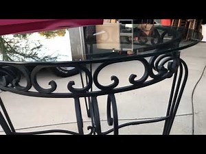 Vintage Wrought Iron Table with Glass Top LOS ANGELES