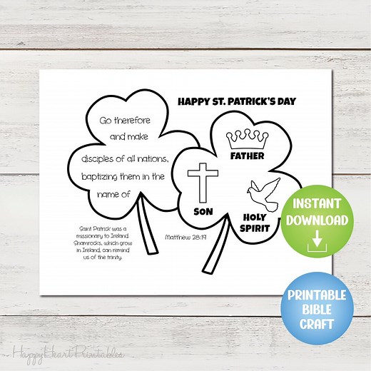 Shamrock Trinity Printable St. Patrick's Day Craft - Etsy