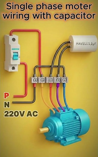 Single phase motor wiring #electric #electrician #eng #engeenier #engeering #eng #btech