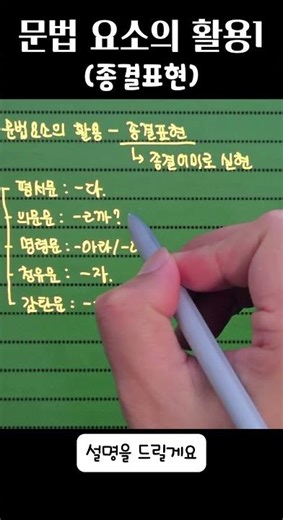 쇼츠 등교할 때 잠깐 보는! 문법 개념105 - 문법 요소의 활용1(종결표현) #문법요소의활용#종결표현#의문문