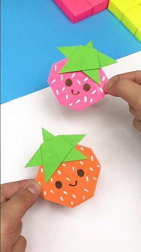 How to Make a Cute Origami Paper Strawberry | Easy Paper Craft Tutorial