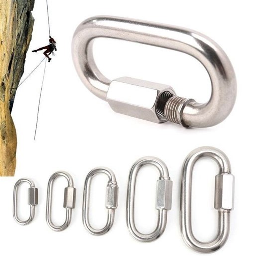 WELLNOW Stainless Steel Quick Links Screw Lock Safety Snap Hook Chain Connecting Ring Carabiners Climbing Gear Carabiner | Lazada PH