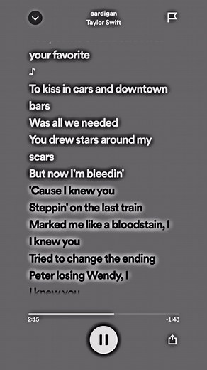 Cardigan - Taylor Swift Lyrics