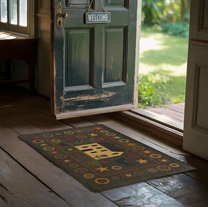 Primitive Saltbox House Penny Rug - Primitive Style, Colonial Folk Art, Early American, Farmhouse Decor, Homespun Mat, Rustic Home, Vintage - Etsy