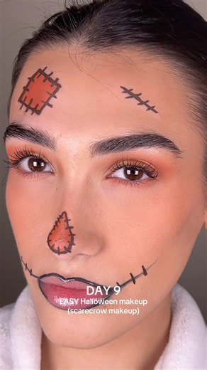 EASY Halloween makeup inspo🐦‍⬛scarecrow #halloween #easyhalloweenmakeup#halloweenmakeup #costume