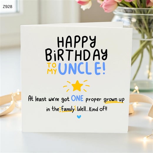 Funny Birthday Card for Uncle, Humorous Greeting, Bright Illustrated Design, Cool Uncle Birthday Card, Family Humor Card - Etsy