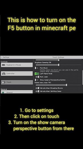 How to turn on the camera perspective button in Minecraft PE #minecraft #shorts