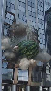 A GIANT watermelon falls from a skyscraper… and explodes!” 🍉💥