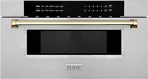 ZLINE Autograph Edition 30" 1.2 cu. ft. Built-In Microwave Drawer in Stainless Steel with Gold Accents