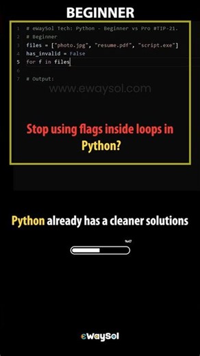 Python Beginner vs Pro - Stop Using Flags in Loops (Python TIP 21) #python #coding #learnpython #py