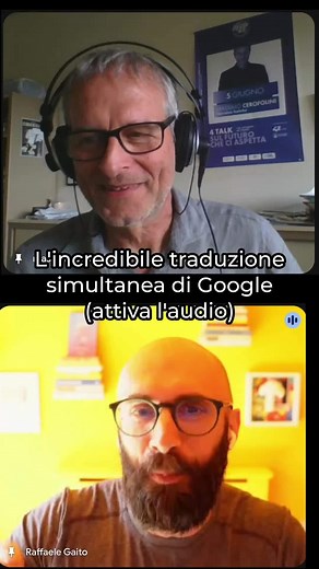 63K views · 159 reactions | L'incredibile traduzione simultanea di Google con l'AI Ho avuto la possibilità di testare in anteprima la nuova funzionalità di Google che traduce in tempo reale durante le video chiamate Il video completo, con tutta la demo e alcune mie riflessioni, lo trovate sul mio canale YouTube (link qui sotto nel primo commento) (Grazie a Massimo Cerofolini per aver organizzato il tutto, e a Google e Michele Andreoli per la disponibilità) | Raffaele Gaito | Facebook