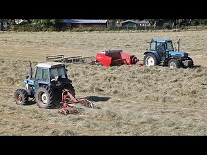 Classic Ford haymaking: with a super rare County 7610-Four-E rowing up and New Holland 7840 baling