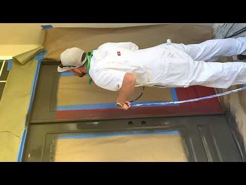 Spraying All Surface Enamel by @sherwin-williams in “Sealskin” High Gloss