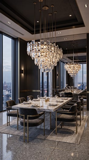 Dining Room Transformation | Crystal Chandelier & Terrazzo Luxury Renovation 💎