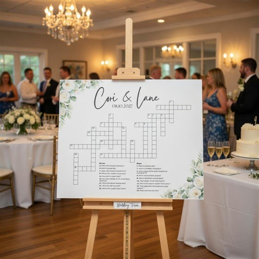 Wedding Crossword | Wedding Puzzle | Personalized Sip and Solve | Custom Crossword - Etsy