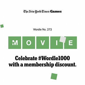 Attention Wordlers! We are excited to celebrate #Wordle1000 with New York Times Games this Friday, March 15. The first 50 people to show they solved the 1,000th puzzle at our box office will receive $50 off our $125-level membership. For $75, you and a guest will get $6 off tickets to any MOVIE (Wordle No. 272) at FF for one year, effective immediately! The New York Times #ad | Film Forum